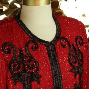 Ornate Laurence Kazar Long Sleeve Beaded Jacket